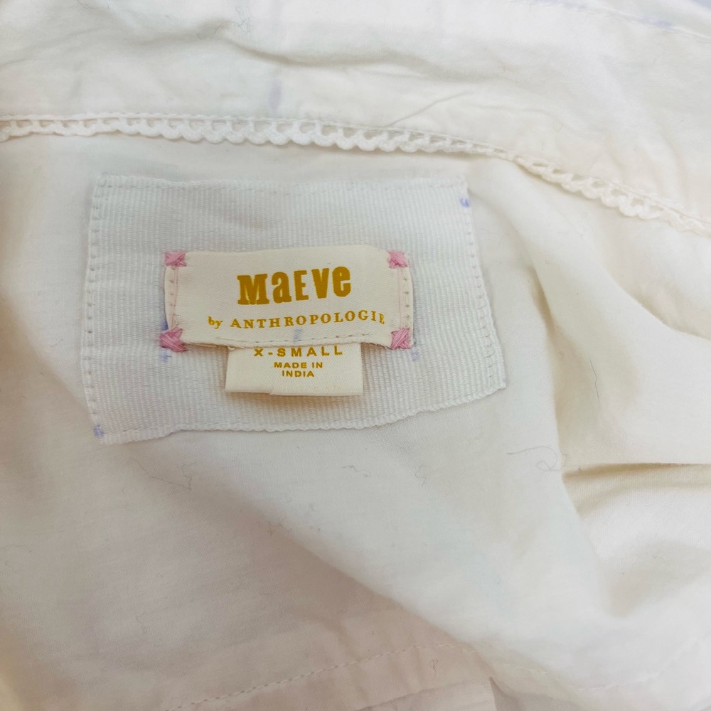 Anthropologie Maeve Henley Popover Shirt in white cotton poplin‎ - Picture 5 of 12